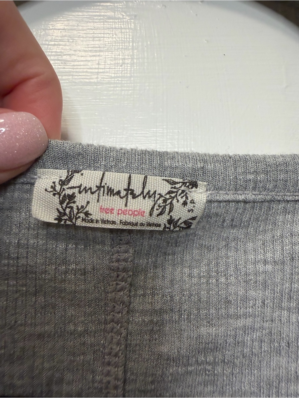 Free People Intimately Rock The Boat Gray Ribbed Long Sleeve Top Size Small - Picture 2 of 4